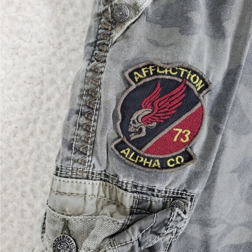 Affliction Jort Shorts Cargo Camo Mens 40 Grunge Gray Black Relaxed Fit (39x12) - Picture 10 of 13